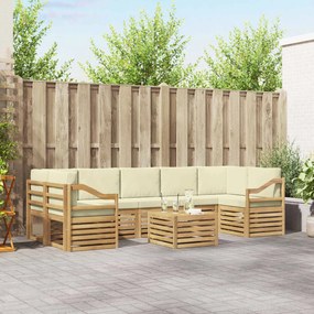 vidaXL Σειρά Καναπέ Εξωτερικού 8 pcs Λευκό και Κρεμ Πολυεστέρας