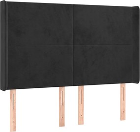 vidaXL Κρεβάτι Boxspring με Στρώμα &amp; LED Μαύρο 140x190 εκ. Βελούδινο