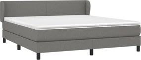 vidaXL Κρεβάτι Boxspring με Στρώμα Σκούρο Γκρι 180x200 εκ Υφασμάτιν