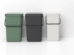 Κάδος χωριστής συλλογής απορριμμάτων Brabantia Sort&Go 1005516, 16 l, Χειρολαβή, Επιτοίχιος, Ανοιχτό γκρι