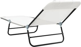 vidaXL Πτυσσόμενη ξαπλώστρα 2 pcs Κρεμ 182 x 55 x 85,5 εκ Textilene