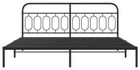 vidaXL Πλαίσιο Κρεβατιού με Κεφαλάρι Μαύρο 200 x 200 εκ. Μεταλλικό
