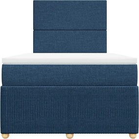 vidaXL Κρεβάτι Boxspring με Στρώμα Μπλε 120x200 εκ. Υφασμάτινο