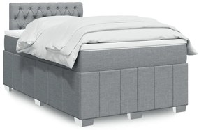 vidaXL Κρεβάτι Boxspring με Στρώμα Ανοιχτό Γκρι 120x190 εκ. Υφασμάτινο