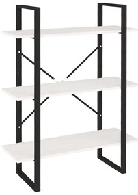 vidaXL Βιβλιοθήκη με 3 Ράφια Λευκή 80x30x105 εκ. από Μασίφ Ξύλο Πεύκου