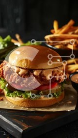 Intra Συλλεκτικό Ξύλινο Παζλ Plywood 4mm - Σάντουιτς τηγανητό κοτόπουλο με τηγανιτές πατάτες Σε Ξύλινο Κουτί - Διαστάσεις: 10x10 cm – 25 κομμάτια