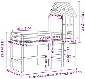 ΥΠΕΡΥΨ. ΚΡΕΒΑΤΙ 90X200 ΕΚ. ΜΑΣΙΦ ΠΕΥΚΟ ΜΕ ΣΚΑΛΑ / ΟΡΟΦΗ 3282024