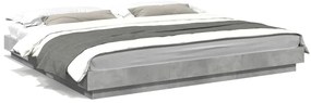 vidaXL Πλαίσιο Κρεβατιού με Φώτα LED Γκρι Σκυρ. 200x200 εκ. Επεξ. Ξύλο