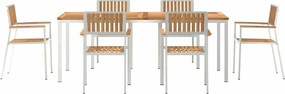 vidaXL Σετ Εξωτερικής Τραπέζης 7 pcs Καφέ Στερεό Ξύλο Τίκ