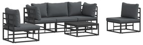 vidaXL Σετ Καναπέ Κήπου 6 pcs Μαύρο 70 x 70 x 32 εκ Αλουμίνιο