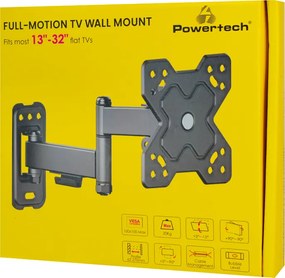 POWERTECH επιτοίχια βάση τηλεόρασης PT-1278, 13-32", έως 20kg, full motion