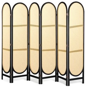 VEVOR 6 Panel Room Divider Hand-Woven Rattan Folding Privacy Screens Brown