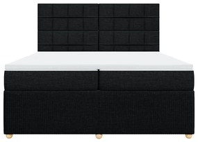 vidaXL Κρεβάτι Boxspring με Στρώμα Μαύρο 200x200 εκ. Υφασμάτινο