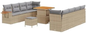 vidaXL Σετ Καναπέ Κήπου με μαξιλάρι 11 pcs Μπεζ Πολυ ράταν