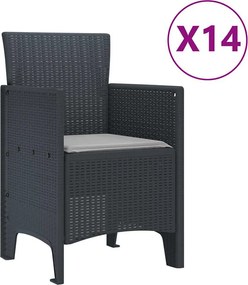 vidaXL Σετ Τραπεζαρίας Κήπου με Μαξιλάρια 15 pcs Ανθρακί PP