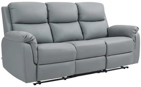 HOMCOM Καναπές 3 θέσεων, αριστερή και δεξιά θέση ανακλινόμενη, ρυθμιζόμενο υποπόδιο, κάλυμμα από τεχνητό δέρμα, για σαλόνι, Σκούρο γκρι