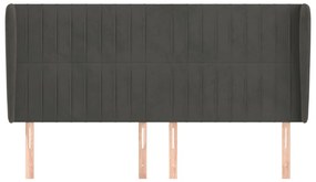vidaXL Κεφαλάρι με Πτερύγια Σκούρο Γκρι 183x23x118/128 εκ. Βελούδινο