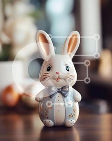 Intra Συλλεκτικό Ξύλινο Παζλ Plywood 4mm - Ειδώλιο λαγουδάκι του Πάσχα σε ξύλινο τραπέζι με αυγά Σε Ξύλινο Κουτί - Διαστάσεις Puzzle: 10x10 cm – 25 κομμάτια