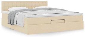 vidaXL Οθωμανικό κρεβάτι με στρώμα Cream 180x200cm ύφασμα