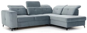Γωνιακός καναπές Κρεβάτι BELAVIO L, με αποθηκευτικό χώρο, γαλάζιο 272x107x207cm-Δεξιά γωνία-BOG2234