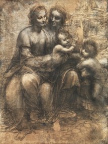 Αναπαραγωγή The Virgin and Child with Saint Anne, and the Infant Saint John the Baptist, Leonardo da Vinci