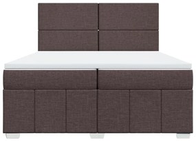 vidaXL Κρεβάτι Boxspring με Στρώμα Σκούρο Καφέ 200x200 εκ. Υφασμάτινο