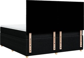 vidaXL Κρεβάτι Boxspring με Στρώμα Μαύρο 200x200 εκ. Υφασμάτινο
