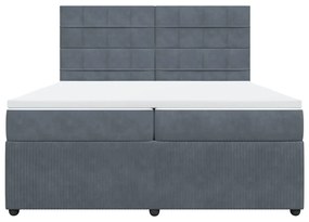 vidaXL Κρεβάτι Boxspring με Στρώμα Σκούρο Γκρι 200x200 εκ. Βελούδινο