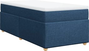 vidaXL Κρεβάτι Boxspring με Στρώμα Μπλε 90x200 εκ.Υφασμάτινο