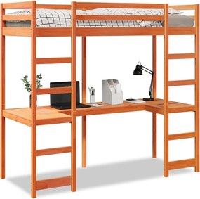 vidaXL Σκελετός Υπερ. Χωρίς Στρώμα Καφέ 80x200 εκ. Μασίφ Ξύλο Πεύκου