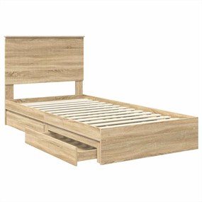 vidaXL Κρεβάτι Αποθήκης Δρύς Sonoma 100 x 200 cm Επεξεργασμένο Ξύλο