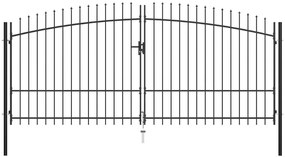 Πόρτα Περίφραξης Διπλή με Λόγχες 400 x 225 εκ. - Μαύρο