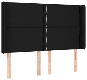 vidaXL Κρεβάτι Boxspring με Στρώμα &amp; LED Μαύρο 140x190 εκ. Υφασμάτινο