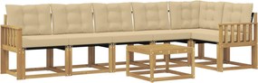 vidaXL Σειρά Καναπέ Εξωτερικού με μαξιλάρι 7 pcs Λευκό και Μπεζ