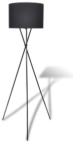 Φωτιστικό Δαπέδου με Καπέλο και Ψηλή Βάση Μαύρο