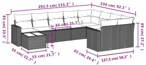 vidaXL Σετ Καναπέ Κήπου 10 τεμ. Μπεζ Συνθετικό Ρατάν με Μαξιλάρια