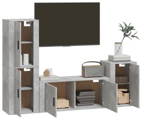 vidaXL Σετ Επίπλων Τηλεόρασης 4Τεμαχίων Γκρι Σκυρ. Επεξεργασμένο Ξύλο