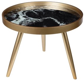 Artekko Livonia Χρυσό Βοηθητικό Τραπέζι MDF με Εφέ Μαρμάρου Artekko 41010-BLAC