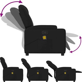 vidaXL Πολυθρόνα Μασάζ με Ανακλινόμενη Πόρτα Μαύρη Υφασμάτινη