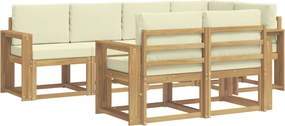 vidaXL Σειρά Καναπέ Εξωτερικού 7 pcs Λευκό και Κρεμ Πολυεστέρας