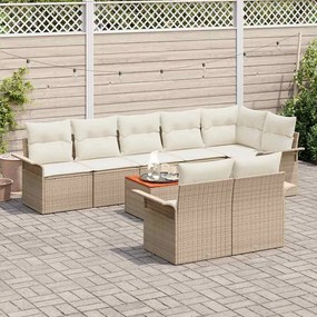 vidaXL Σετ Καναπέ Κήπου 9 pcs Μπεζ Πολυ ράταν