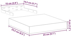 Ράφια Τοίχου 4 τεμ. 23x23,5x4 εκ. Επεξεργασμένο Ξύλο - Καφέ