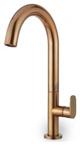Armando Vicario Slim Natural Brass Μπαταρία Νιπτήρος Υψηλή Με Βαλβίδα Clic-Clac