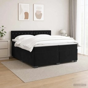 vidaXL Κρεβάτι Box Spring με Στρώμα και LED Μαύρο 200 x 200 cm Βελούδο
