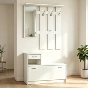 Έπιπλο εισόδου Jentia pakoworld με καθρέπτη λευκό MDF 113x100x89εκ