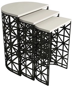 Ζιγκόν Stil Metal Ferforje (Σετ 3Τμχ) 845HCT5234 46x33x62/41x30x58/36x27x53cm Cream
