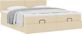 vidaXL Οθωμανικό κρεβάτι με στρώματα Κρέμα 180x200cm ύφασμα