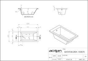 Acrilan Zira - Ακρυλική Μπανιέρα 130x70 εκ - Maxxcoat