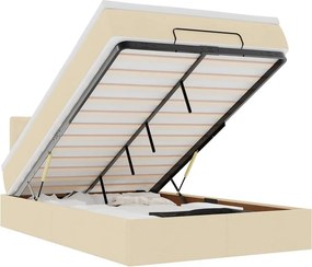 vidaXL Οθωμανικό κρεβάτι με στρώμα &amp; LEDs Cream 120x200cm ύφασμα