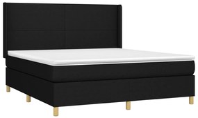 vidaXL Κρεβάτι Boxspring με Στρώμα &amp; LED Μαύρο 180x200 εκ. Υφασμάτινο